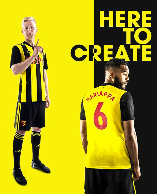 Watford 2018/19 Adidas Home Kit Football Shirt